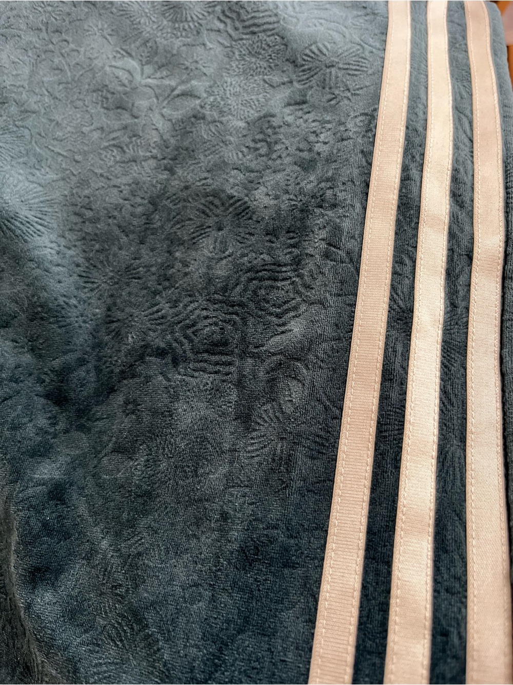 adidas Extra Large Aurora/Ivy Green Textured Track Pants with White Side Stripes - Picture 4 of 5
